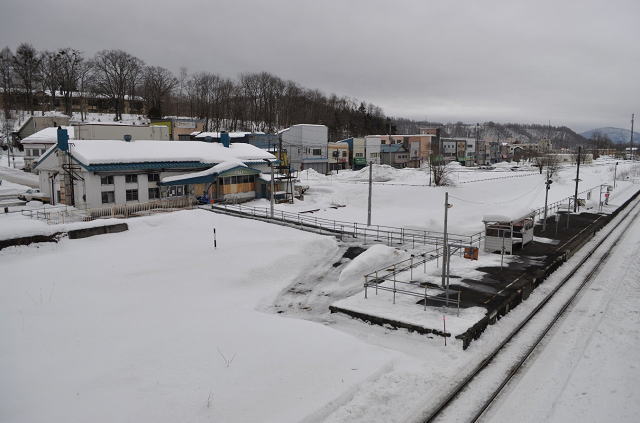 夕張支線の清水沢駅の構内