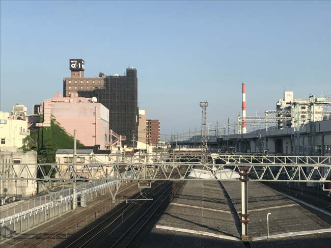 徳山駅から見たホテルアルファーワン徳山