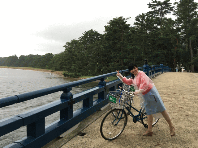レンタサイクルを借りての天橋立の観光