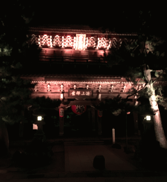 ライトアップされた知恩寺（文殊堂）