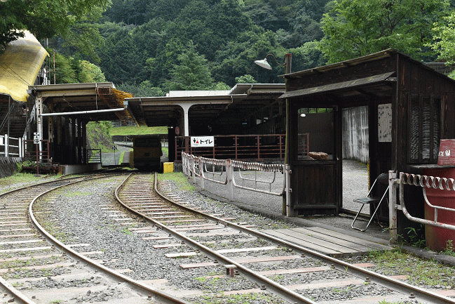 足尾銅山のトロッコ列車の線路