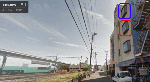 ビジネスホテル翔山の、鉄道の見える部屋