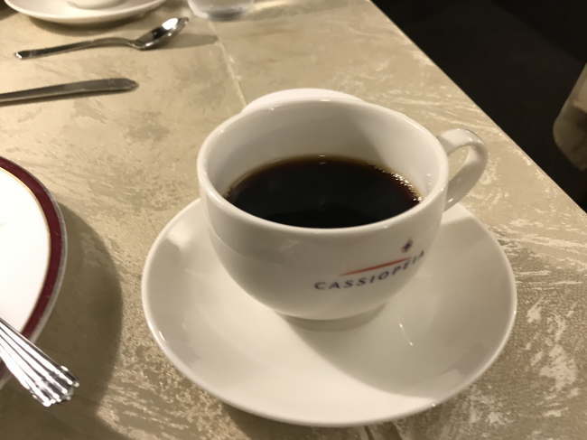 カシオペア紀行の夕食後のホットコーヒー