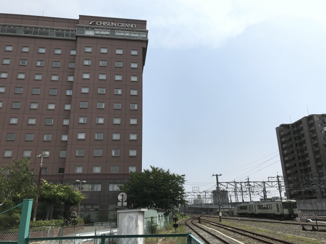 チサングランド長野とJR線と北陸新幹線