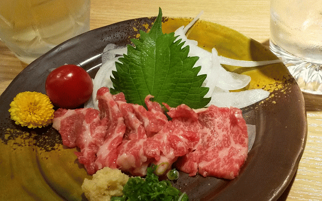 熊本で食べた馬刺し
