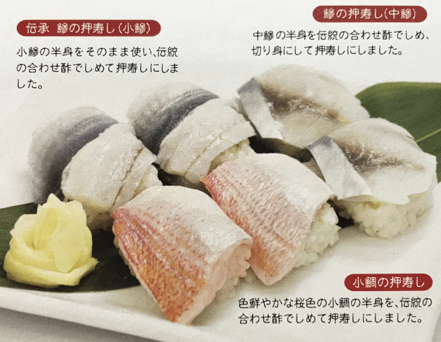 押し寿し食べくらべの3つの押し寿司