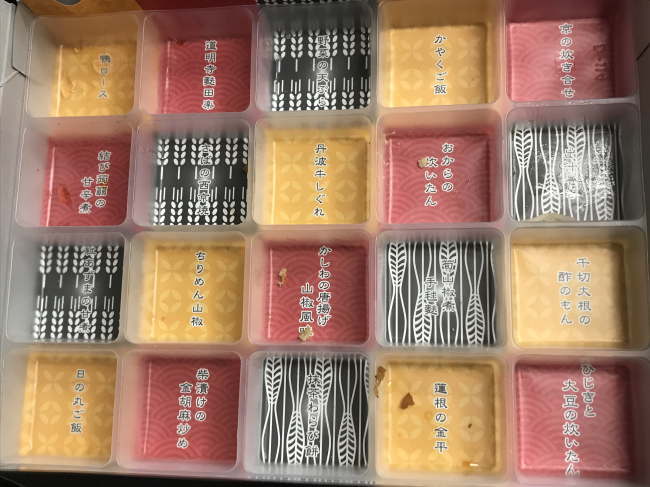 京都の弁当のお品書き