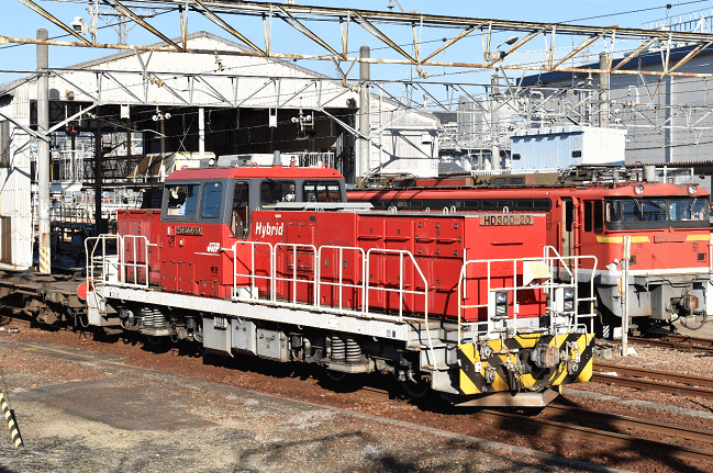 天神川駅の構内で稼働中のHD300