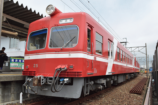 西ケ崎駅で運行が打ち切られた30形（モハ25）