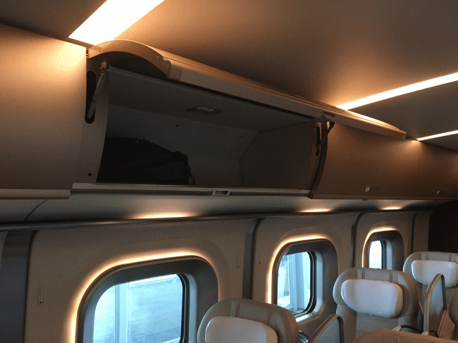 グランクラスの荷物置き場（いわゆる網だな）