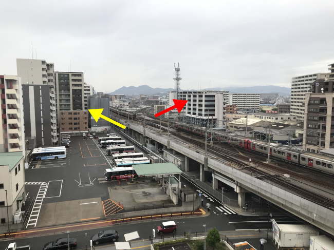 博多サンヒルズホテルから見たトレインビュー