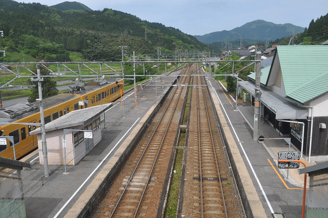 伯備線・上菅駅構内