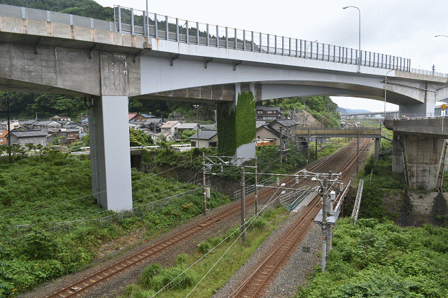 親不知駅周辺の鉄道の様子