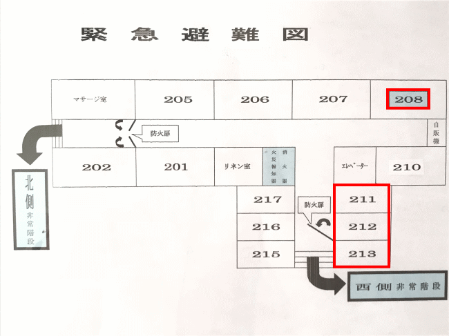 ホテルビッグウェーブの客室配置図