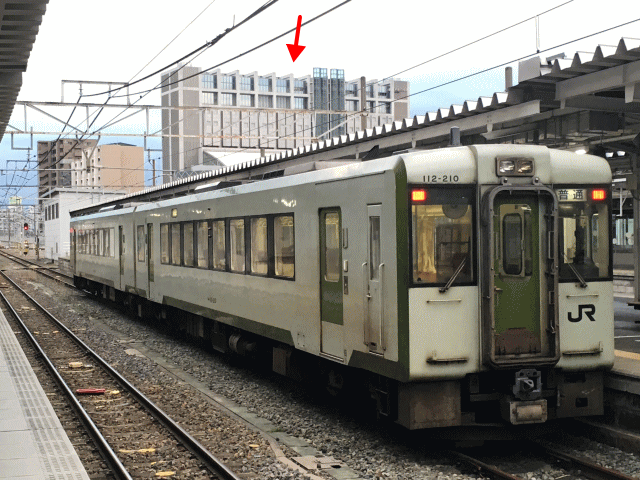 長野駅からホテルメルパルク長野を撮影