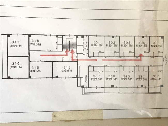 ビジネスホテル松楽の客室配置図
