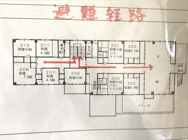 ビジネスホテル松楽の客室配置図