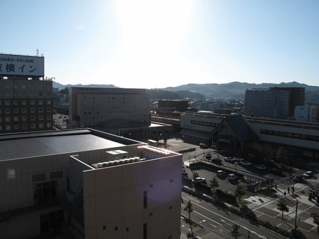 ホテルアルファーワン出雲から見た出雲市駅方向