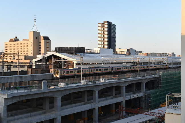 ホテルアルファーワン新潟からのトレインビュー（新潟駅側）