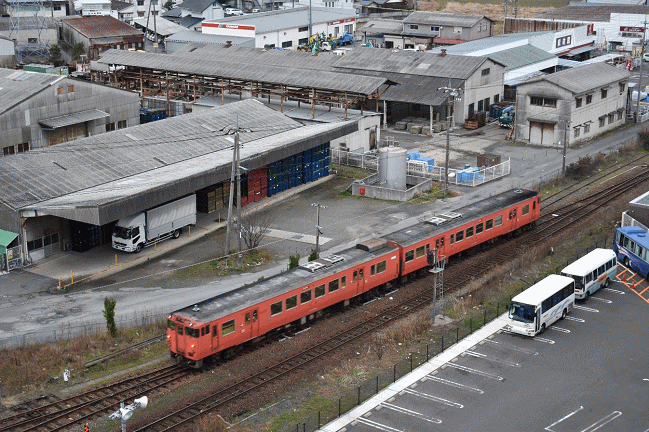 萩ロイヤルインテリジェントホテルからみた鉄道の眺め