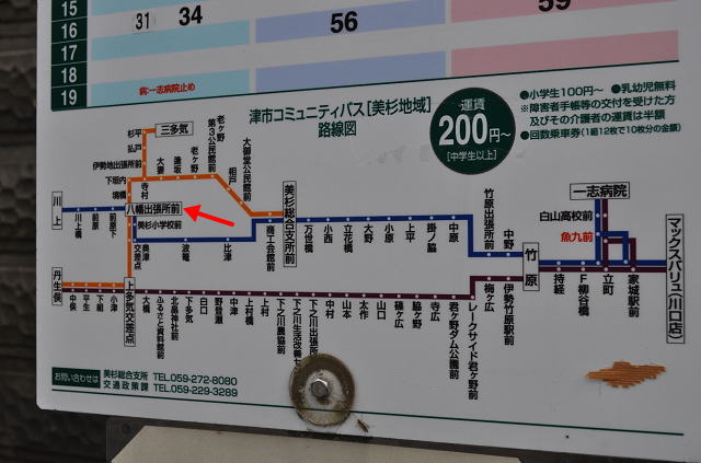 美杉地域（旧美杉村）のコミュニティバス路線図