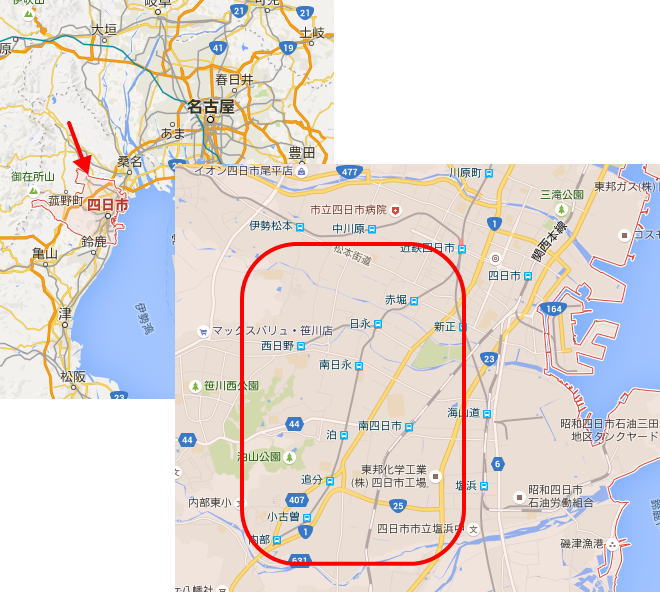 四日市あすなろう鉄道の地図