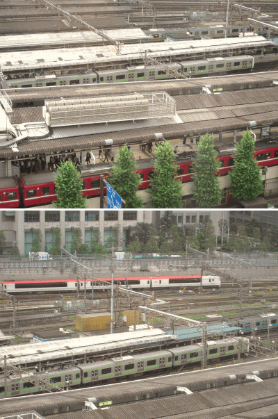 品川プリンスホテルからの鉄道の眺め