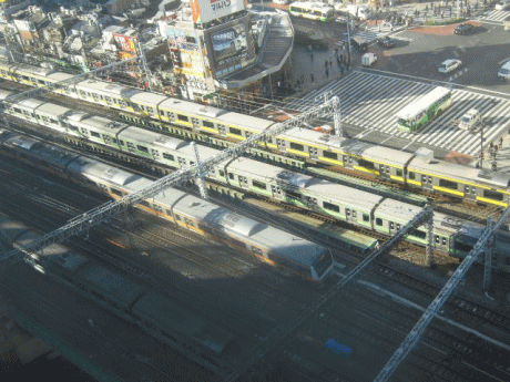 客室から見える鉄道の様子