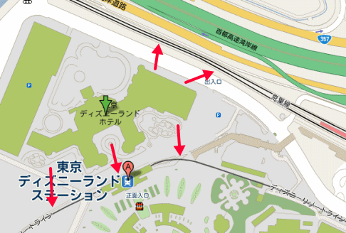 東京ディズニーランドホテルからの鉄道の見え方