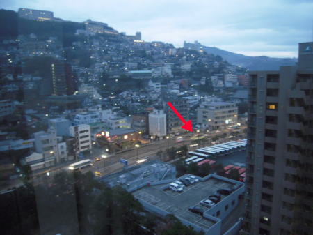 ベストウェスタンプレミアホテル長崎から路面電車も見える