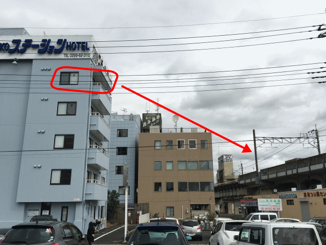 潮来ステーションホテルと鹿島線の位置関係