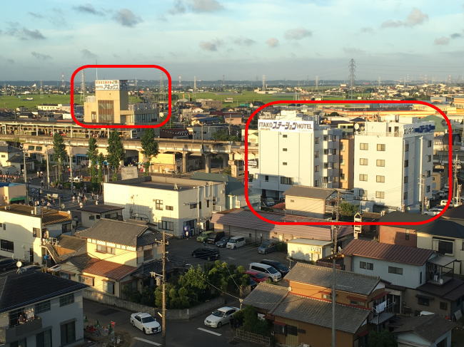 潮来ステーションホテルとビジネスホテルアネックスの位置関係