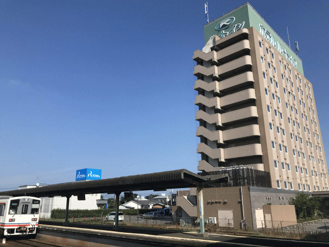 水海道駅のとなりに建つホテルルートイン水海道駅前
