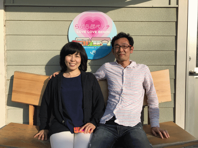 下灘駅のらぶらぶベンチ