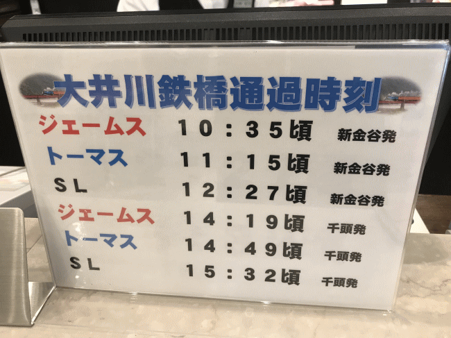 大井川鉄橋のSL通過時間