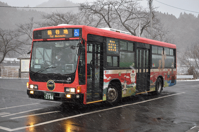 気仙沼から柳津のＢＲＴは「いすゞキュービック」