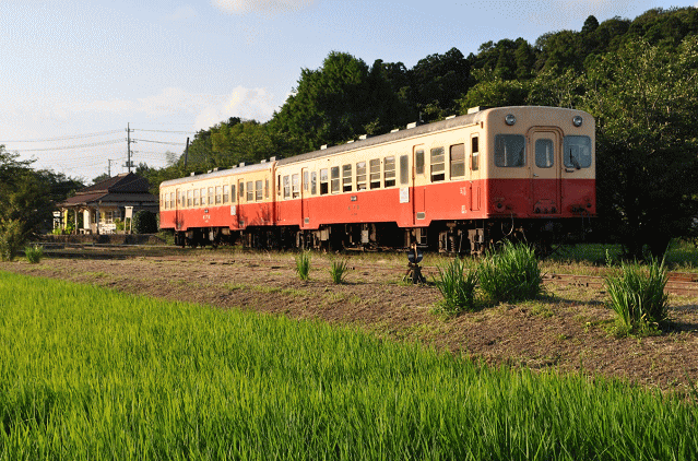 上総鶴舞駅近くの柳町踏切からキハ200形を撮影