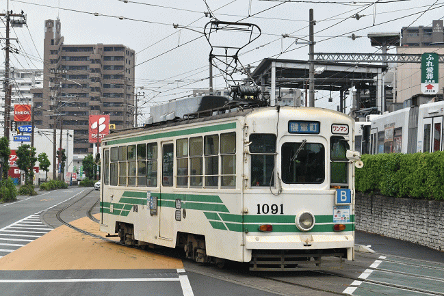 上熊本で発車した健軍町行熊本市電