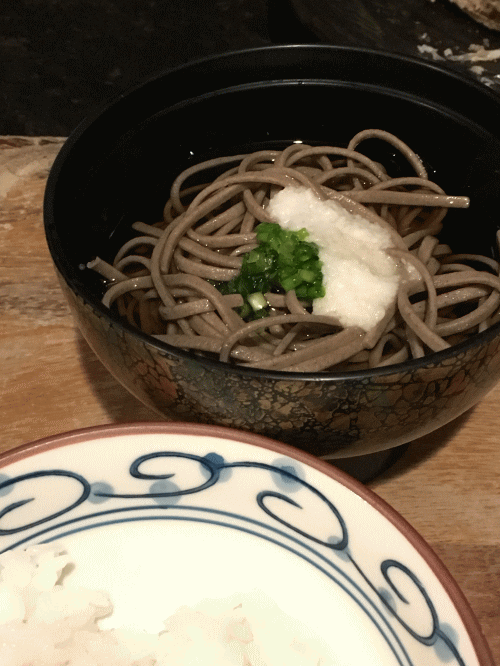酒鮮の宿まるやすの夕食のお蕎麦