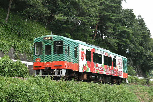 「道の駅もてぎ」敷地の東端で真岡鉄道を撮影