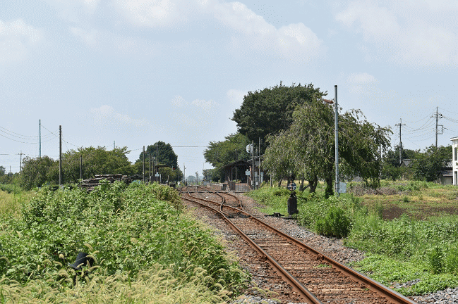 踏切から見た西田井駅の構内