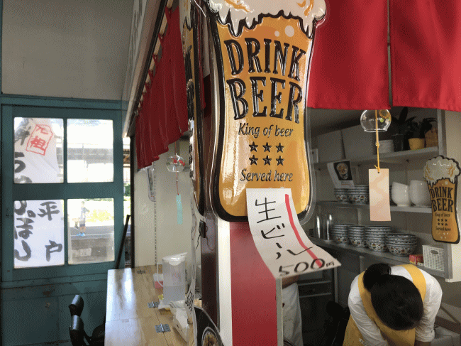 元祖海鮮ちゃんぽん平戸では生ビールもあり