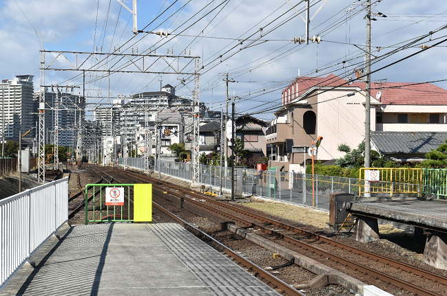 狭山駅の大阪方面ホームの大阪側