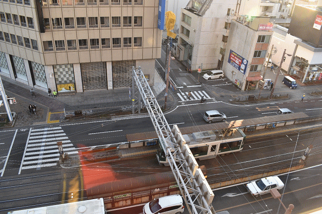 西鉄イン高知はりまや橋から見たはりまや橋電停