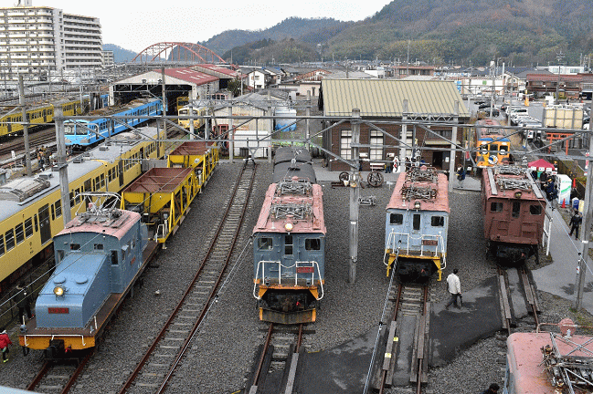 彦根駅連絡通路から撮影した近江鉄道ミュージアム