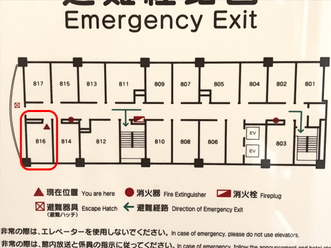 ホテルルートイン苫小牧駅前の客室配置図