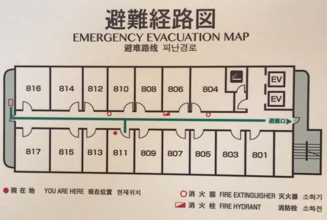 ホテルルートイン佐伯駅前の客室配置図
