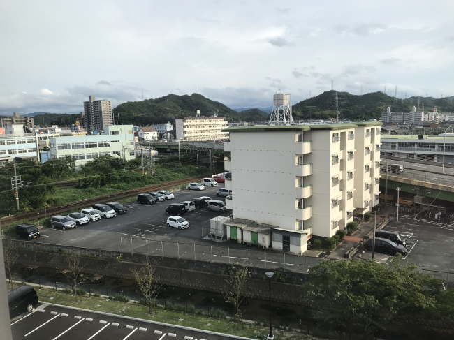 ホテルルートイン米子から見た山陰本線