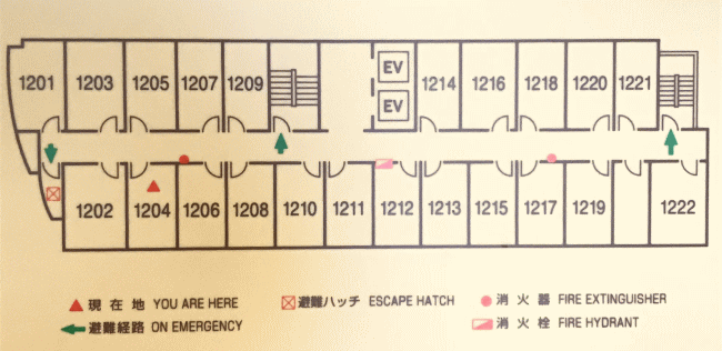 ホテルルートイン盛岡駅前の客室配置図