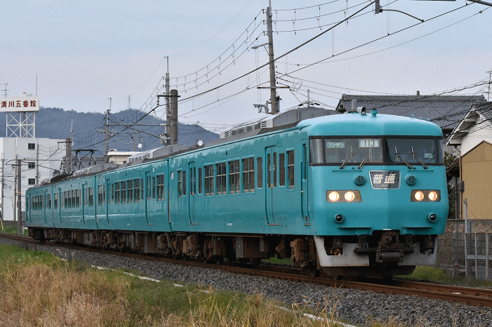 門前踏切で桜井線の117系を撮影